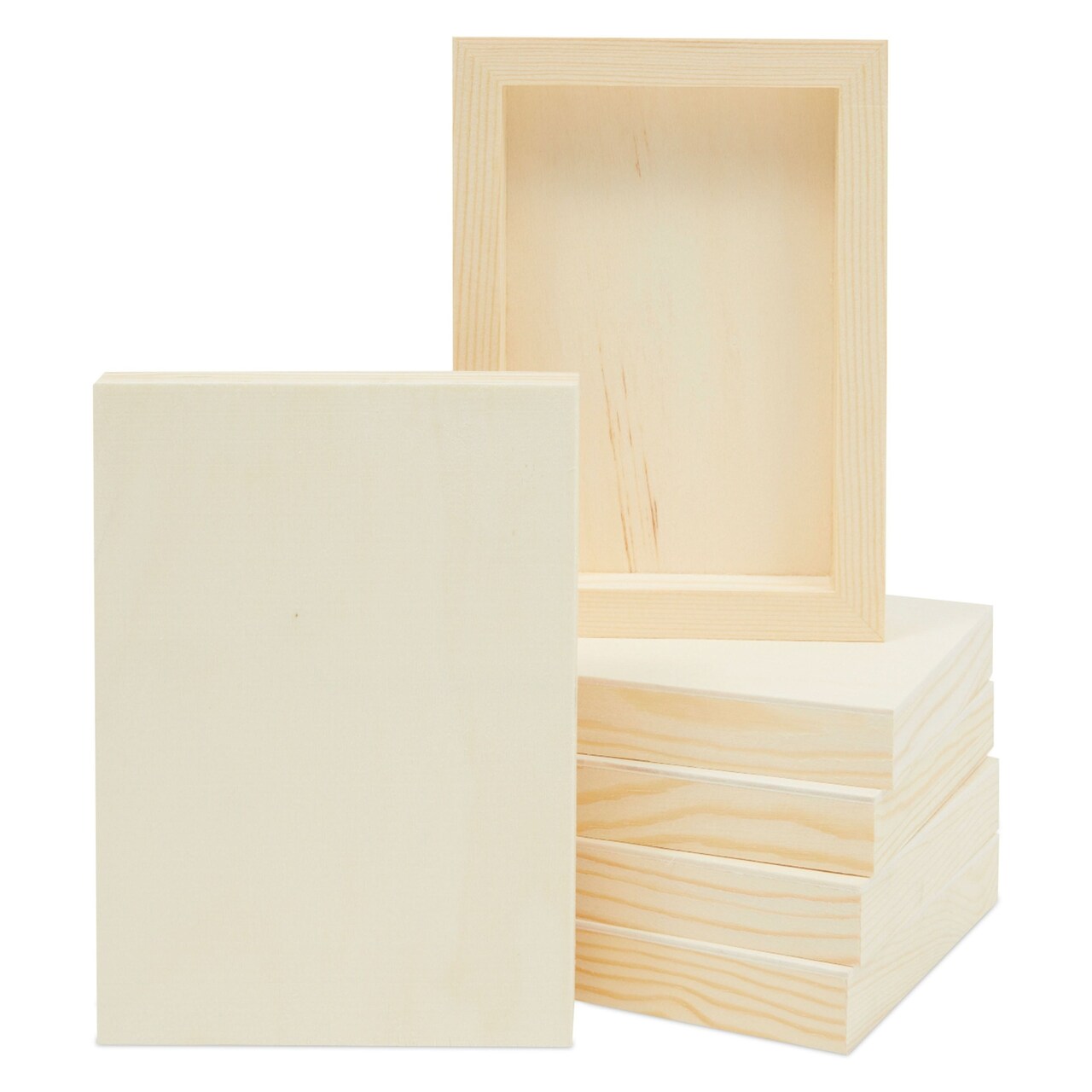 6 Pack Unfinished Wood Panels for Painting, Wooden Canvas for Arts and Crafts (5x7 Inches)